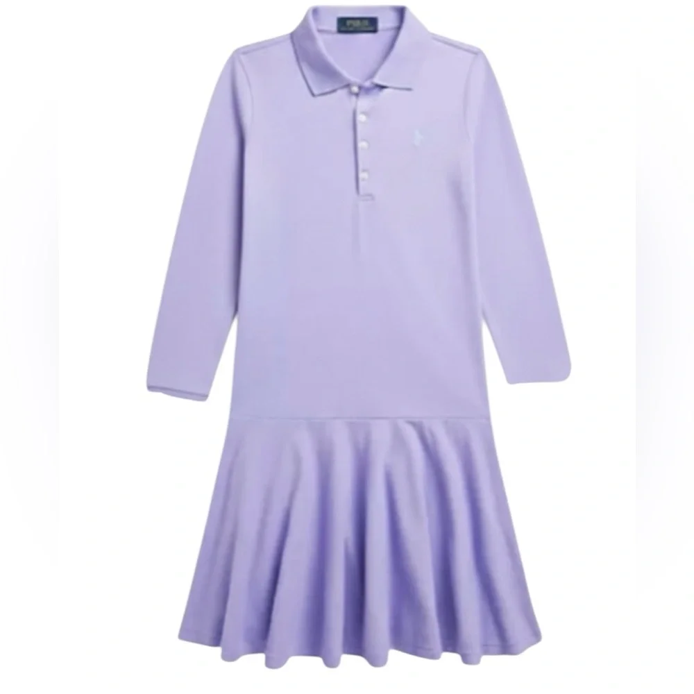 Ralph Lauren Big Kids Girl XL 16 Drop Waist Pleated Polo Dress Purple